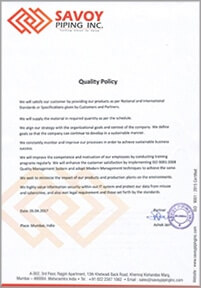 Quality Policy Certificate